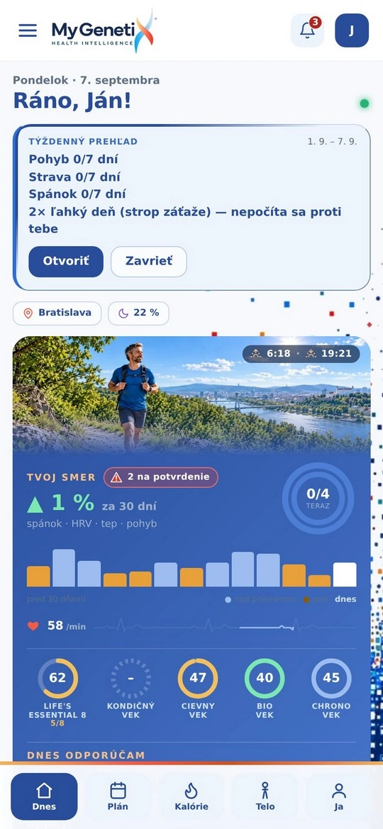 MyGenetiX prehľad dňa