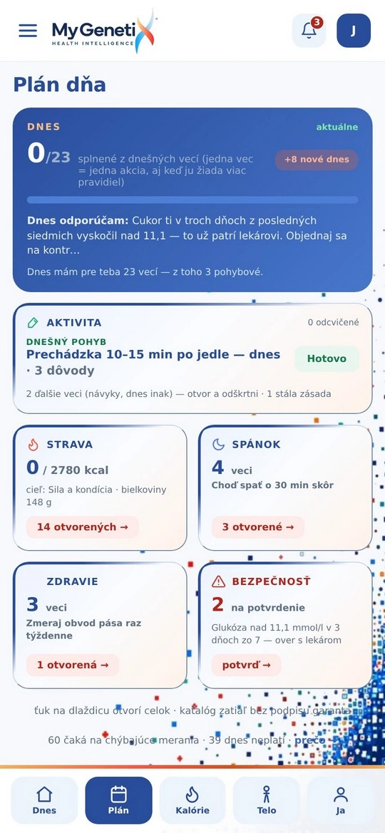 MyGenetiX dodržiavanie plánu
